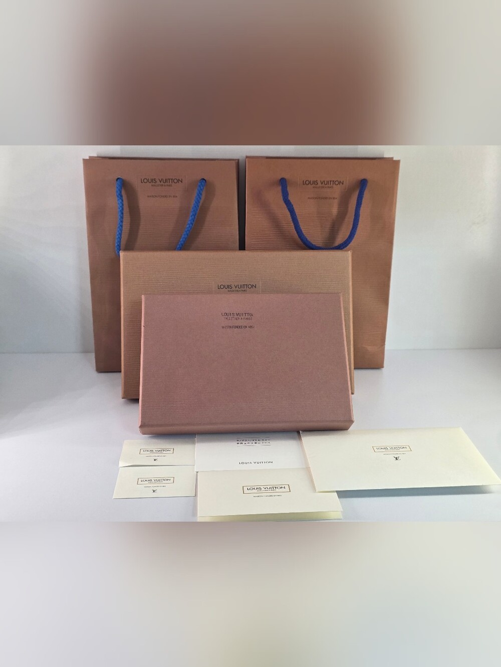 Louis Vuitton 4-piece Set Of 2 Gift Bags And 2 Gift Box W/cards